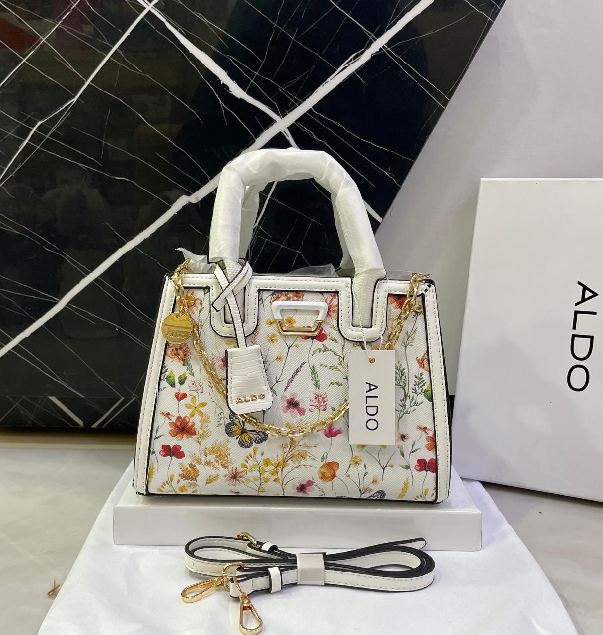 Aldo Floral Print Structured Top Handle Mini Bag with Chain Detail