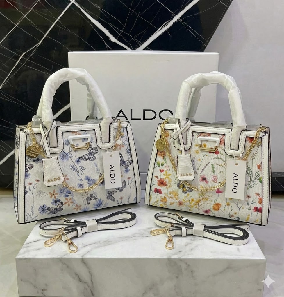 Aldo Floral Print Structured Top Handle Mini Bag with Chain Detail