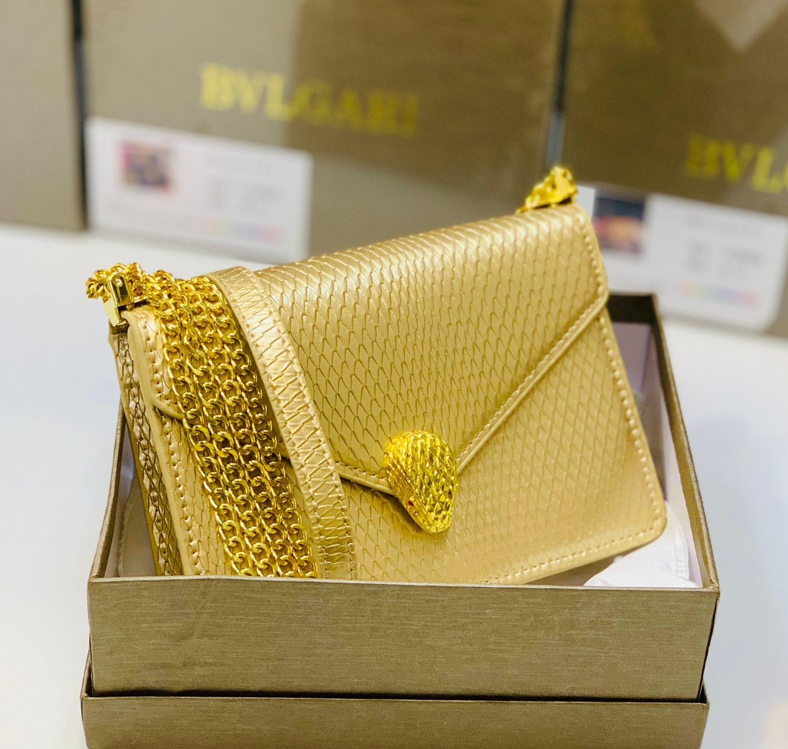 Bvlgari Serpenti Forever Gold Chain Shoulder Bag