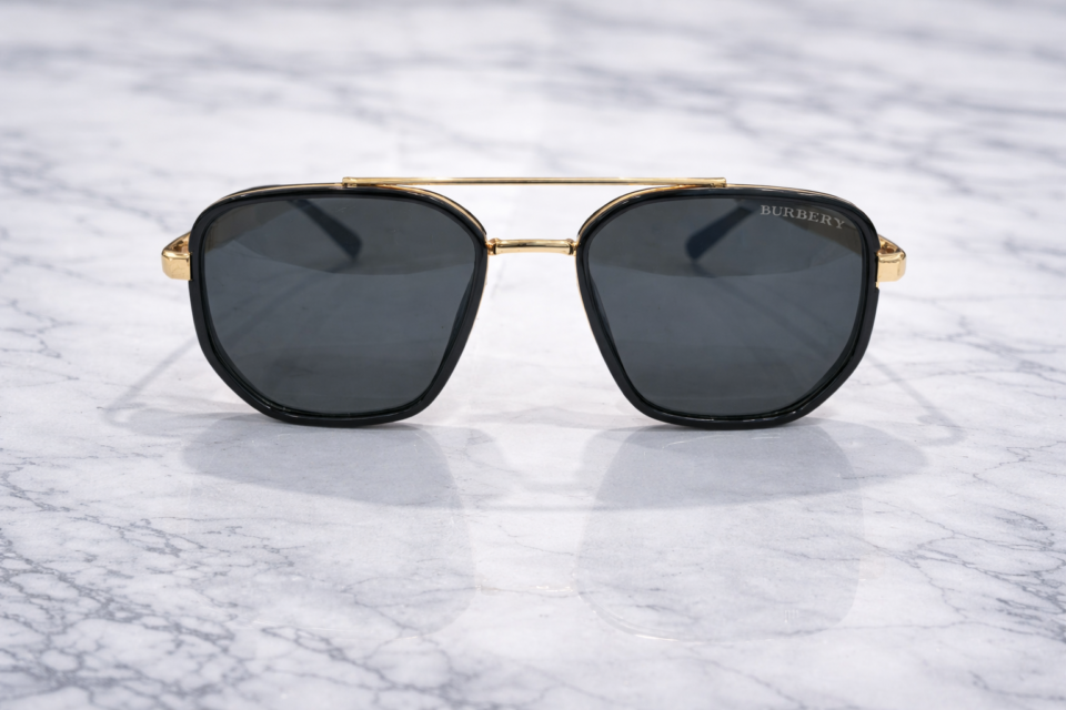 Burberry Rectangular Metal Sunglasses – Gold Frame