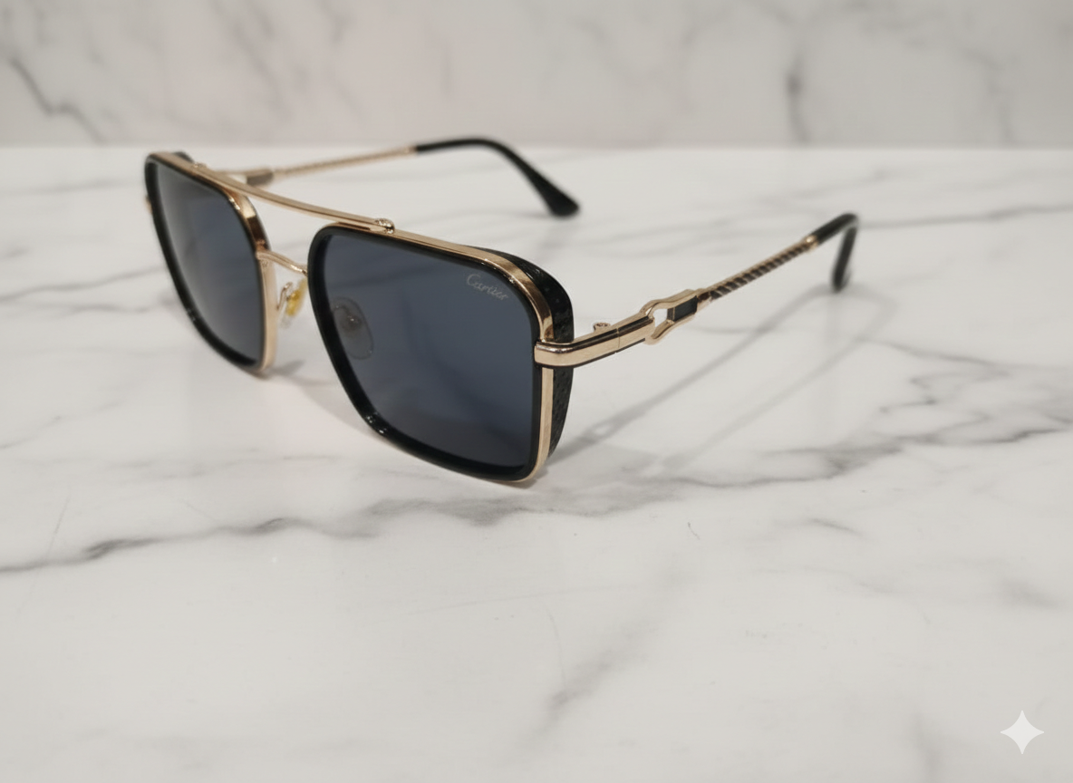 Cartier Rectangular Metal Frame Sunglasses 2