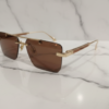 Cartier Rimless Rectangular Sunglasses with Gold 2