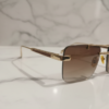 Cartier Rimless Rectangular Sunglasses with Gold 3