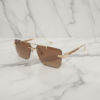 Cartier Rimless Rectangular Sunglasses with Gold 4