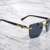 Cartier Rimless Square Sunglasses with Gold Top Bar & Signature Temple Detail 3