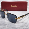 Cartier Rimless Square Sunglasses with Gold Top Bar & Signature Temple Detail 7