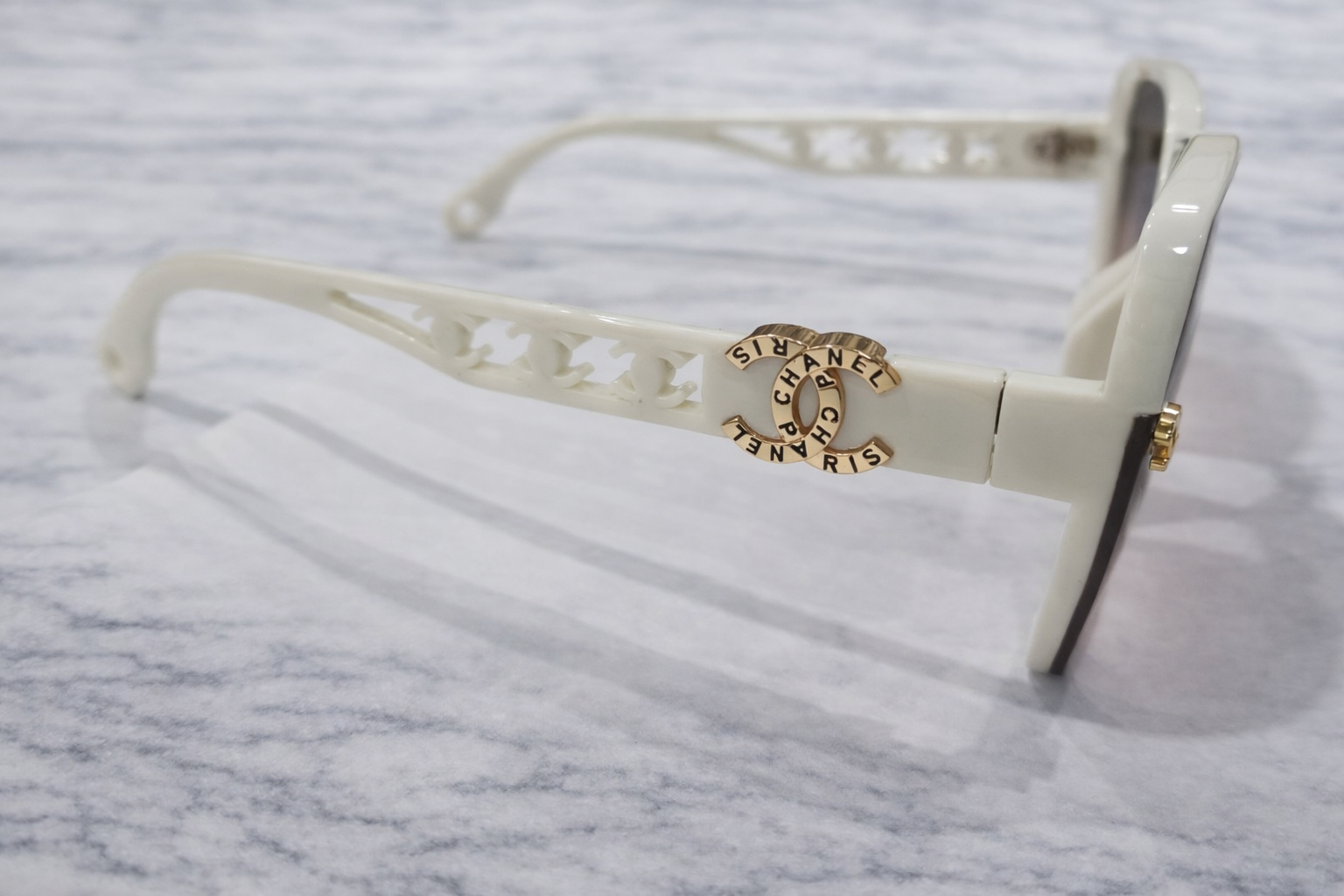 Chanel Ivory Aura Oversized Sunglasses