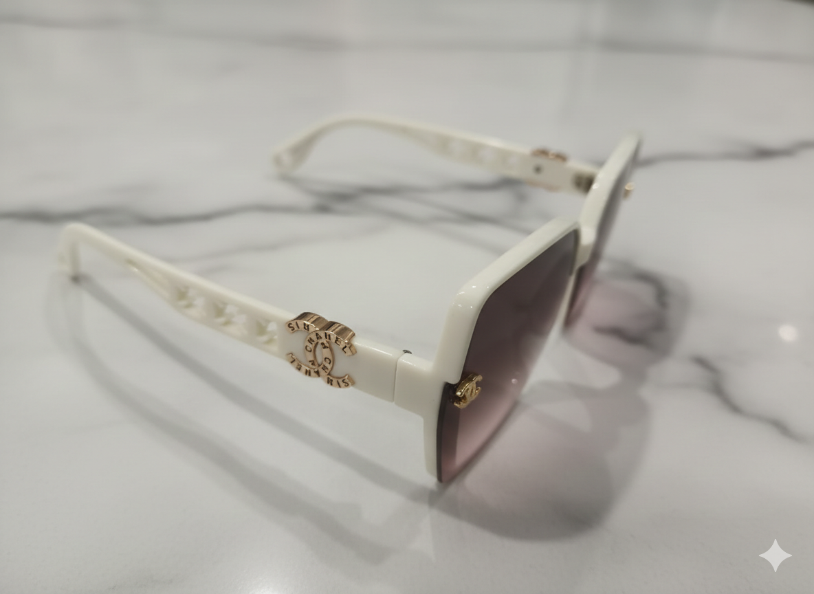 Chanel Ivory Aura Oversized Sunglasses