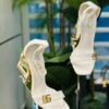 Dolce & Gabbana Patent Leather Sandals with Sculpted Gold Heel White 2