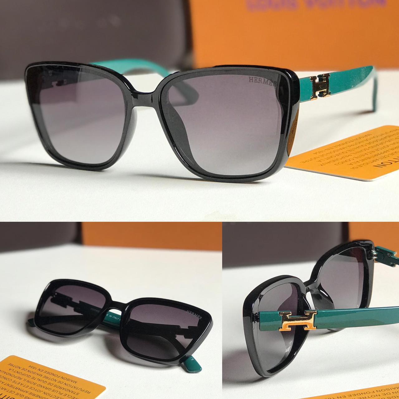 Hermès Square Acetate Sunglasses with H Hardware Green All