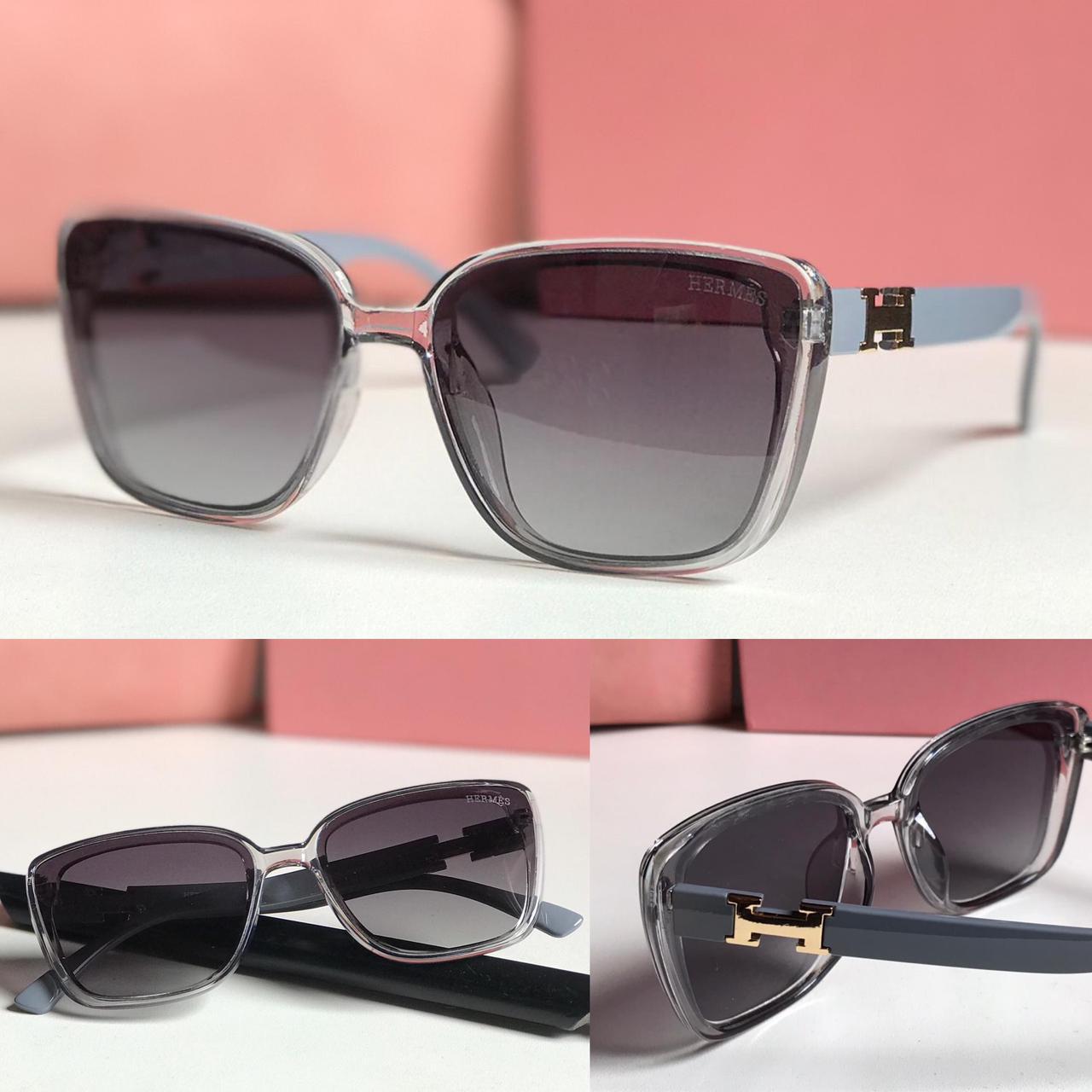 Hermès Square Acetate Sunglasses with H Hardware Grey All