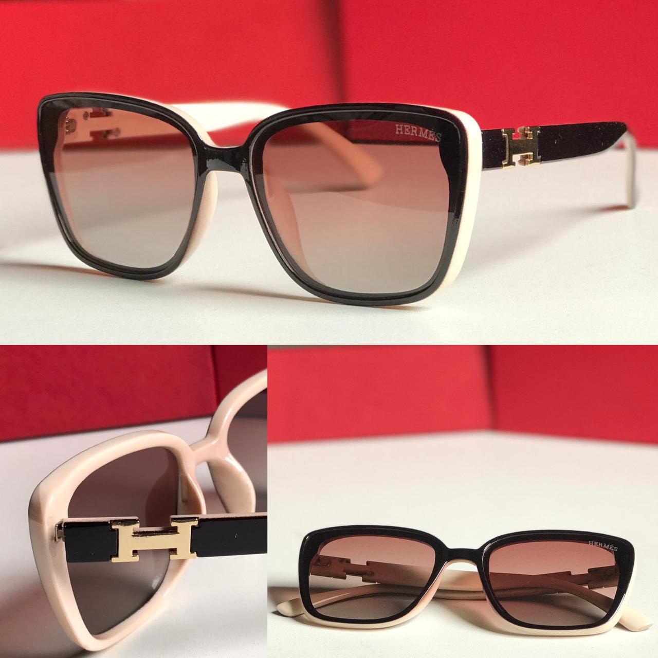 Hermès Square Acetate Sunglasses with H Hardware White all