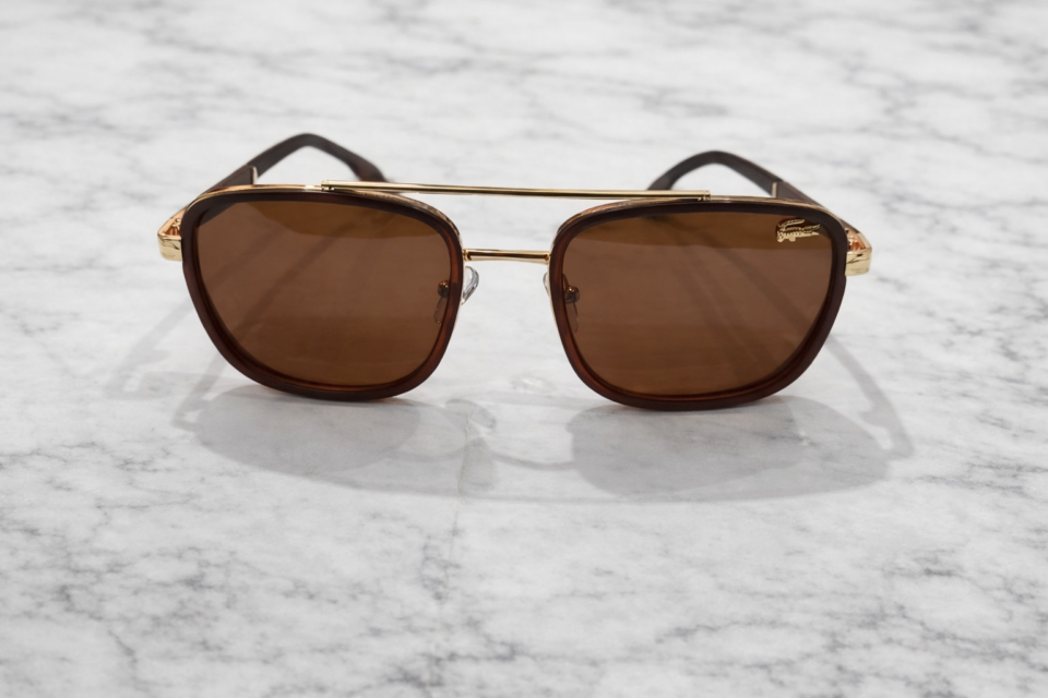 Lacoste Rectangular Metal & Acetate Sunglasses