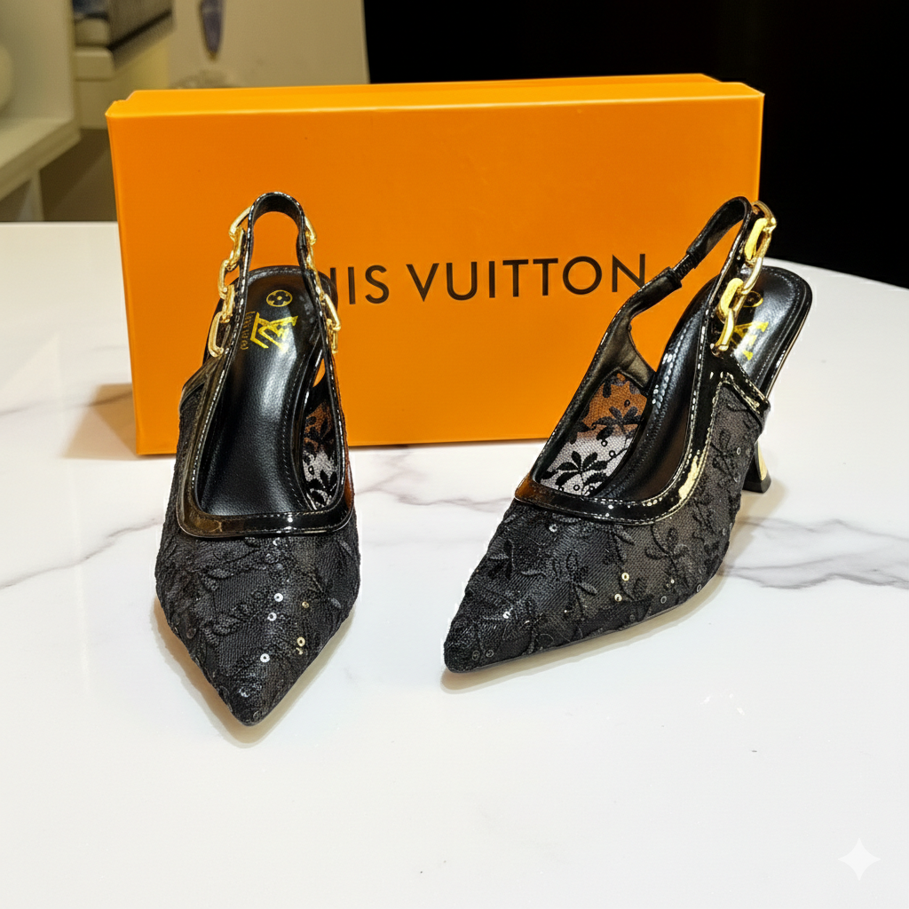 Louis Vuitton Embellished Slingback Heels 1