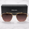 Prada Square Metal Aviator Sunglasses – Brown Gradient