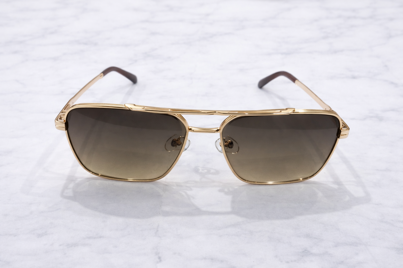 Prada-Style Rectangular Aviator Sunglasses