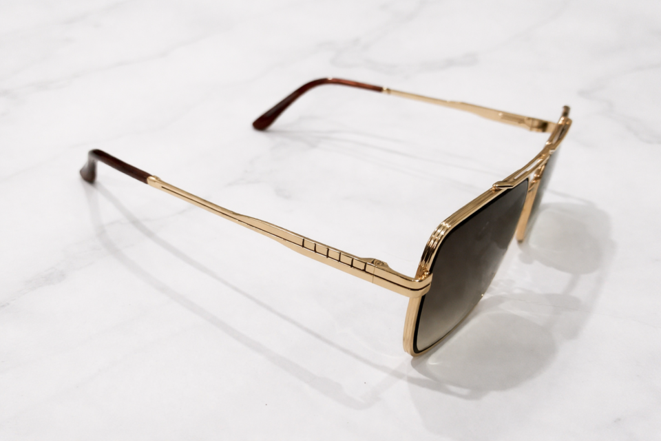 Prada-Style Rectangular Aviator Sunglasses