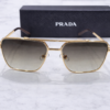 Prada-Style Rectangular Aviator Sunglasses