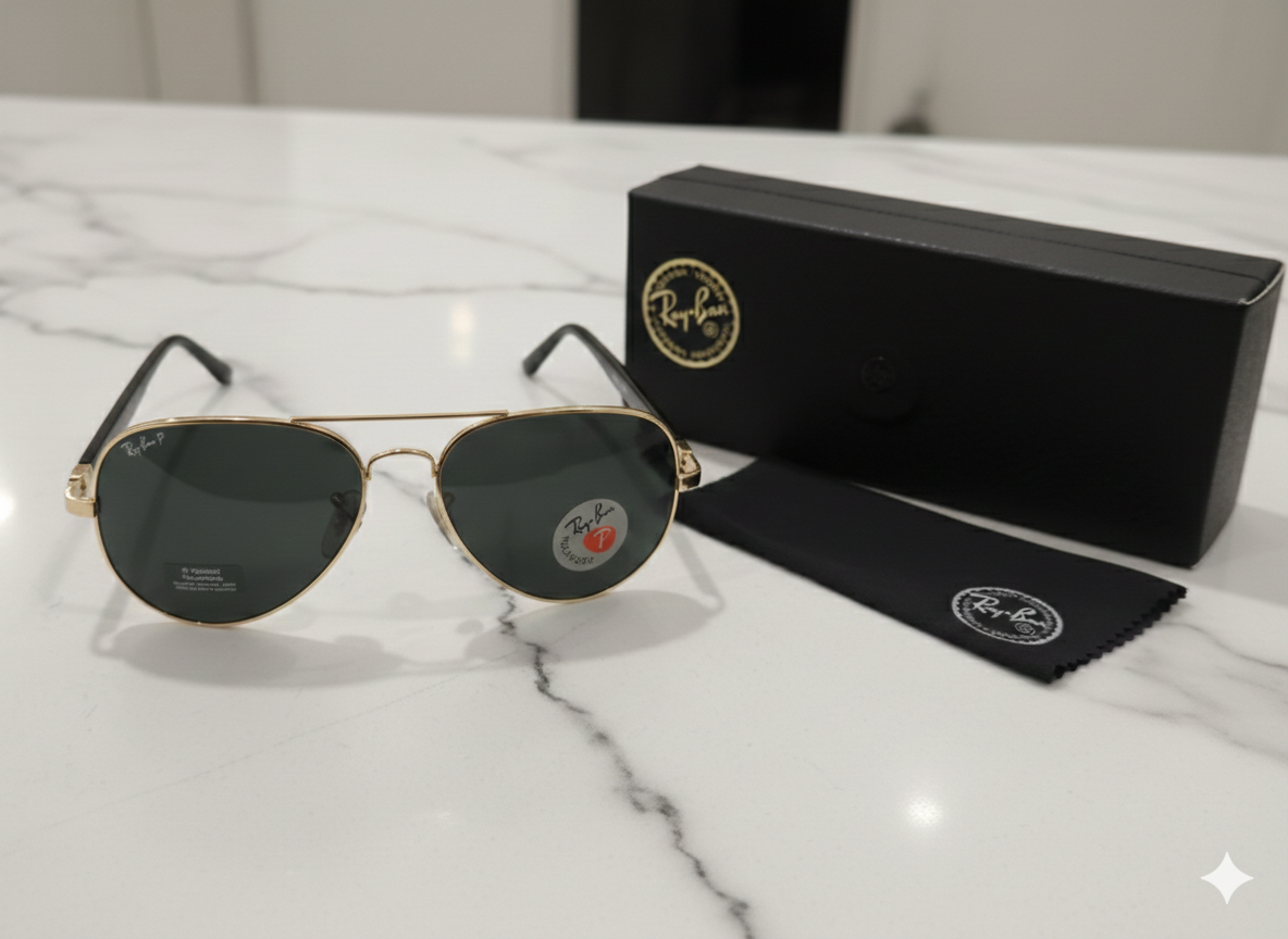 Ray-Ban Classic Aviator Polarized Sunglasses – Gold Frame