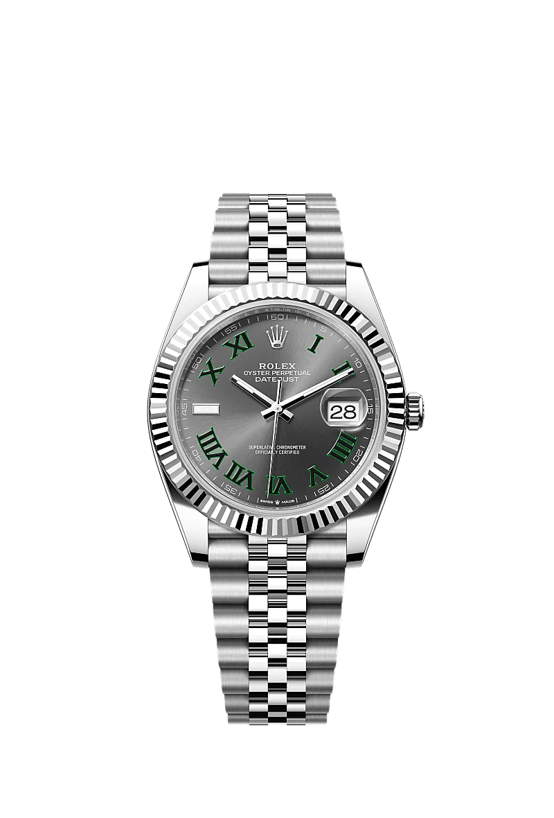 Rolex Datejust – Oystersteel with Grey Dial & Green Roman Numerals