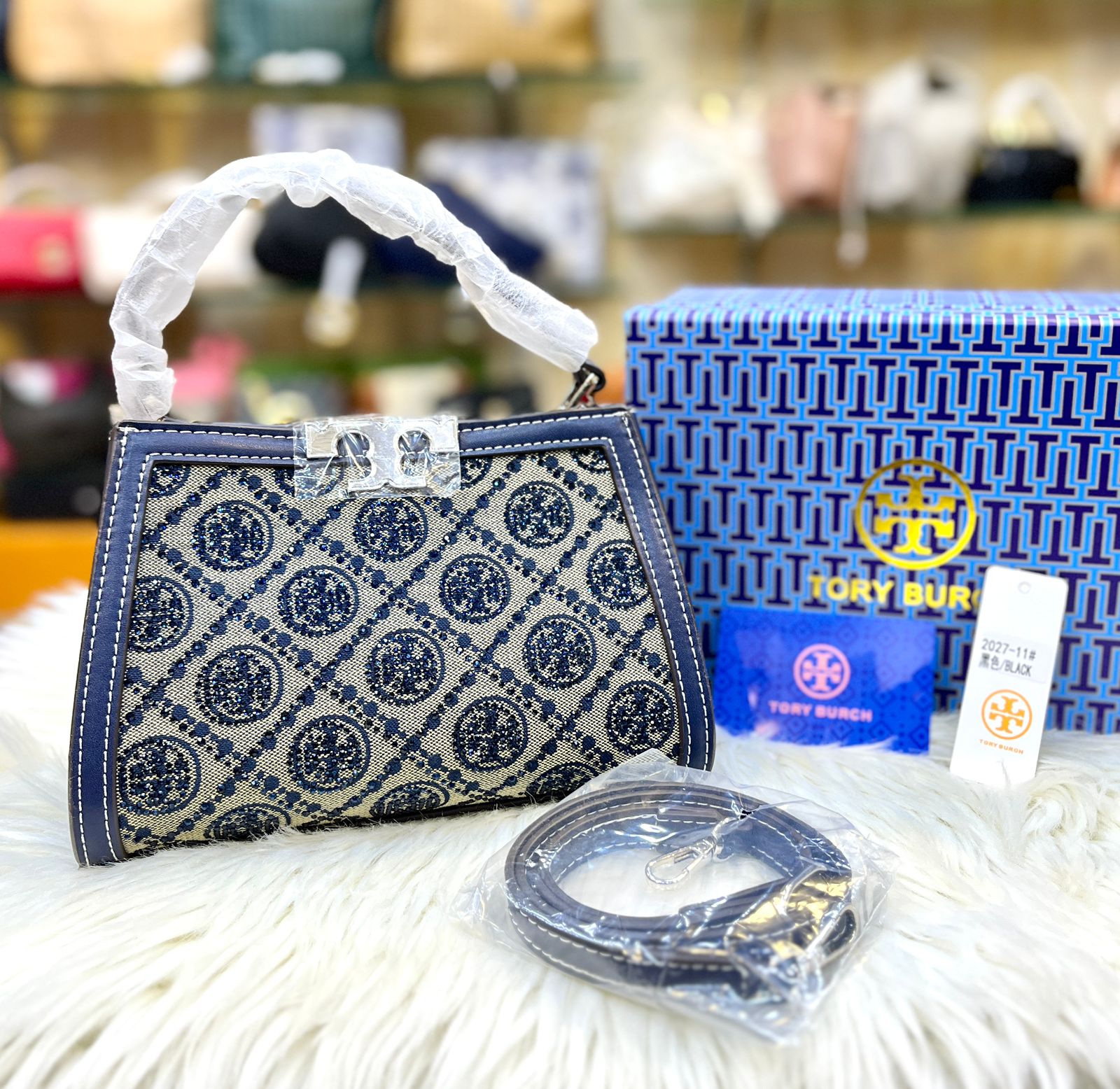 Tory Burch T Monogram Studded Jacquard Top-Handle Bag