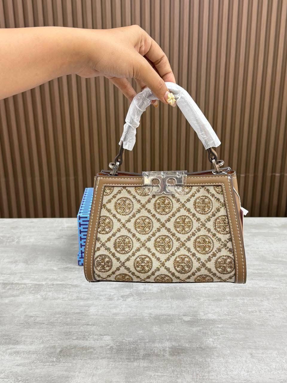 Tory Burch T Monogram Studded Jacquard Top-Handle Bag