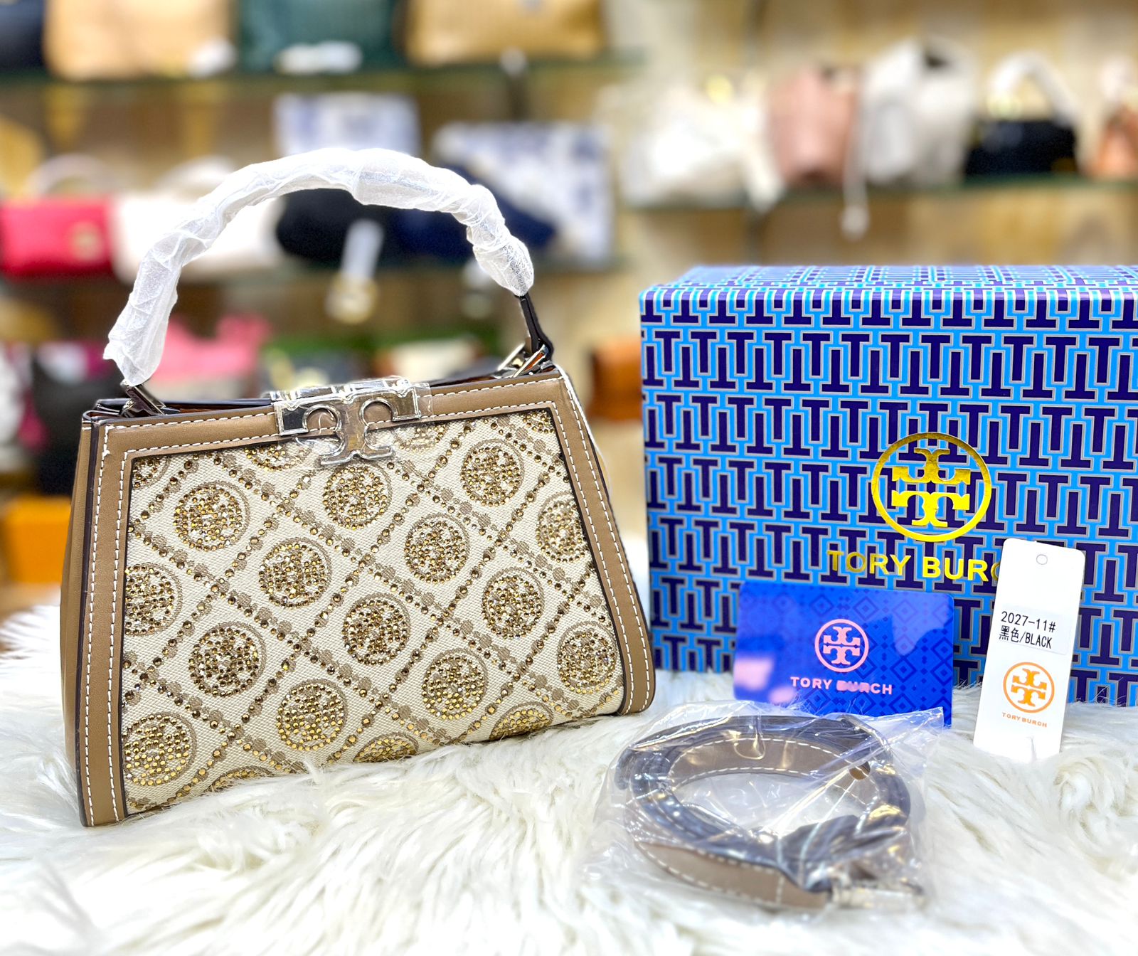 Tory Burch T Monogram Studded Jacquard Top-Handle Bag