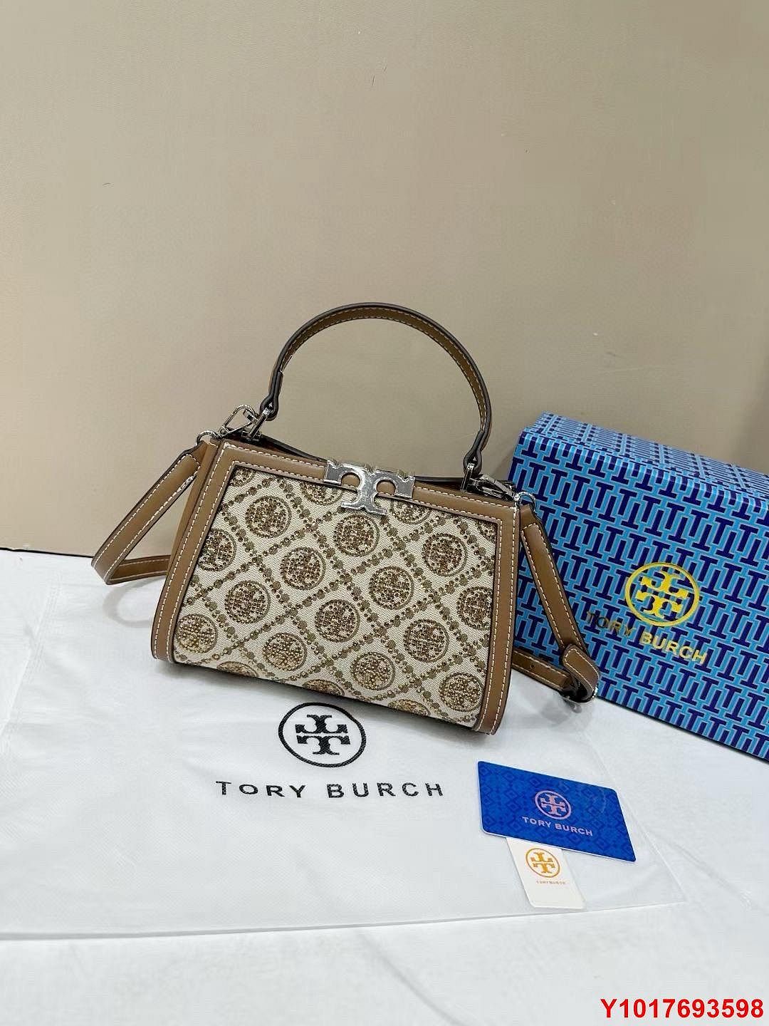 Tory Burch T Monogram Studded Jacquard Top-Handle Bag
