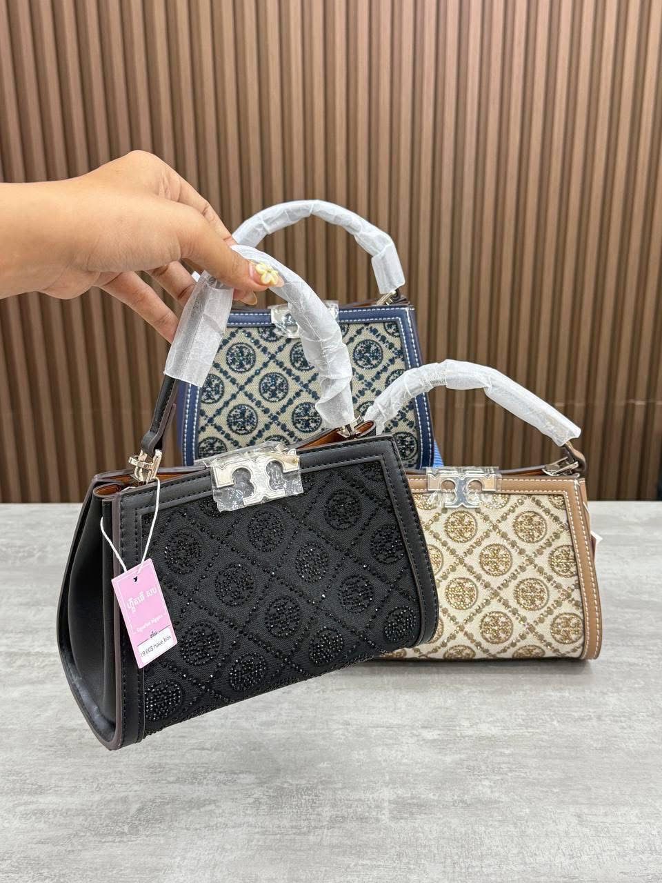 Tory Burch T Monogram Studded Jacquard Top-Handle Bag