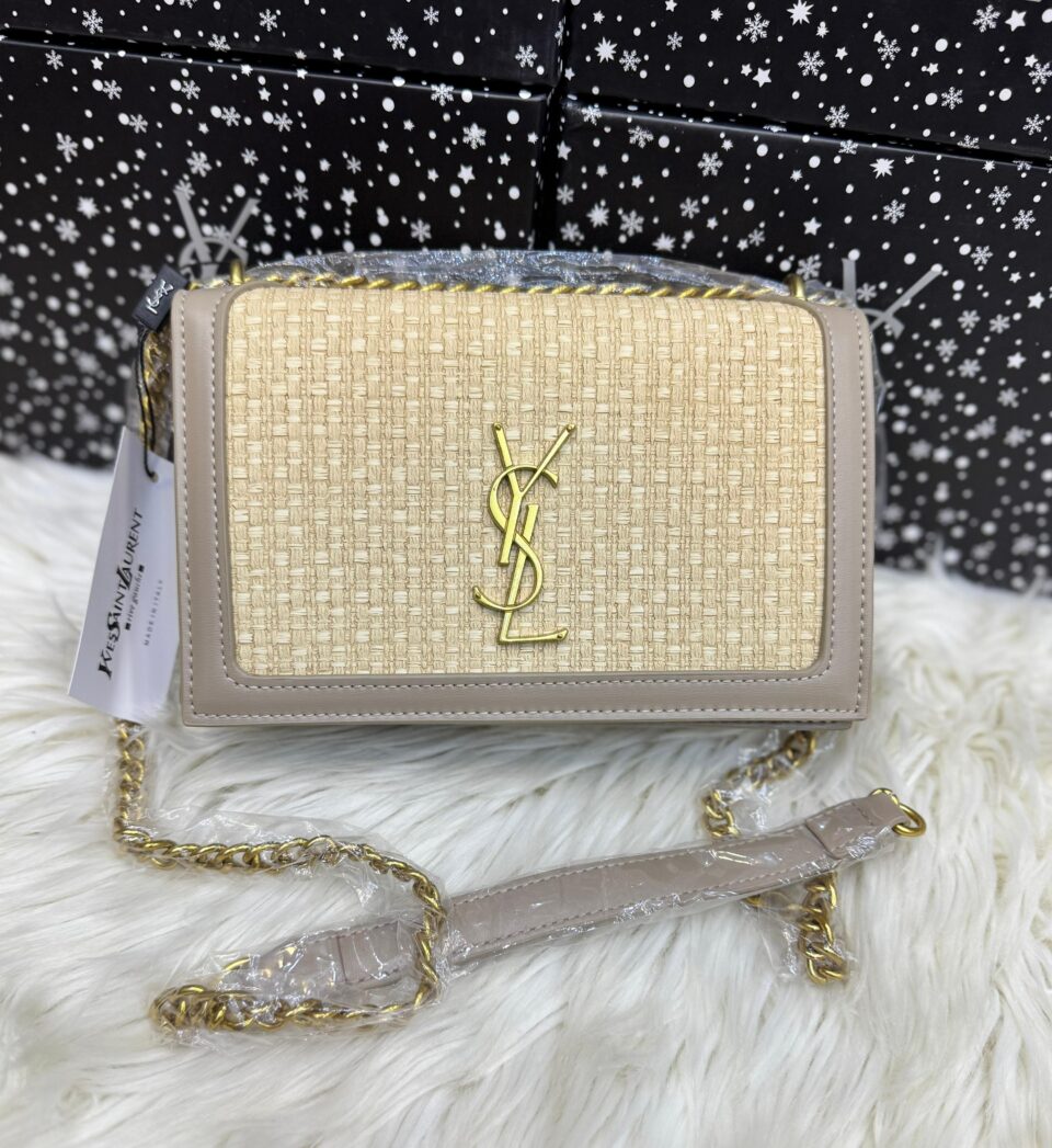 Saint Laurent Kate Raffia Chain Bag