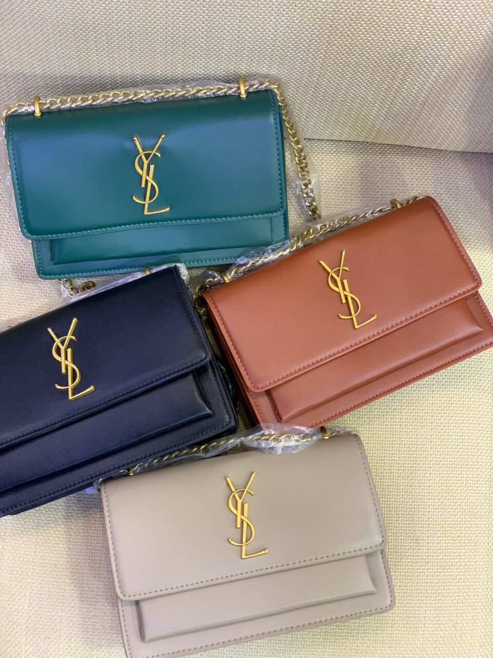 Saint Laurent YSL Envelope Chain Wallet in Smooth Leather
