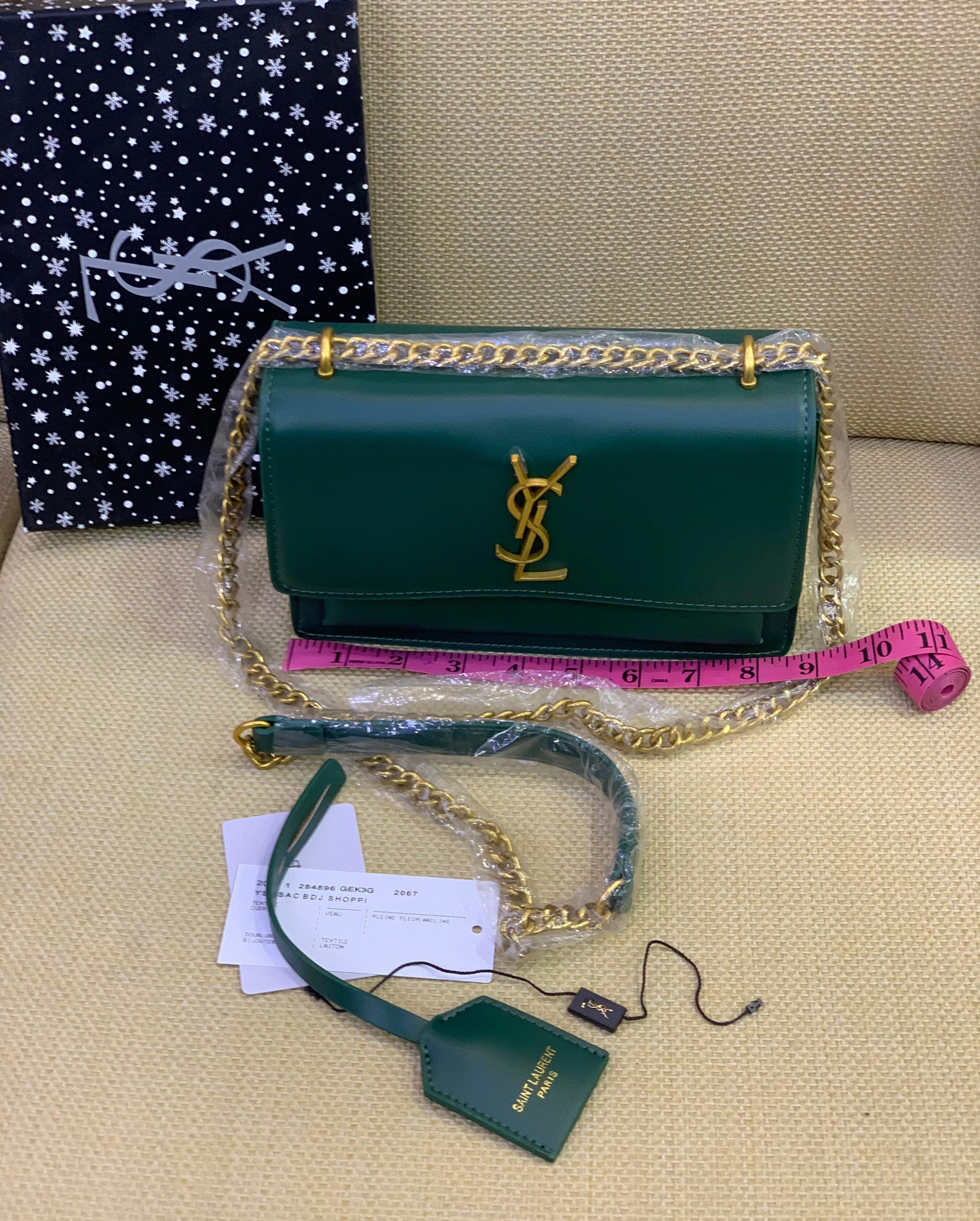 Saint Laurent YSL Envelope Chain Wallet in Smooth Leather