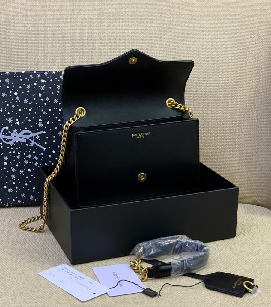 Saint Laurent YSL Envelope Chain Wallet in Smooth Leather