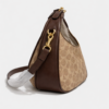 Coach Mini Leather Crescent Shoulder Bag in Signature Canvas