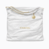 Chanel Style Quilted Chain Shoulder Tote Bag White 3