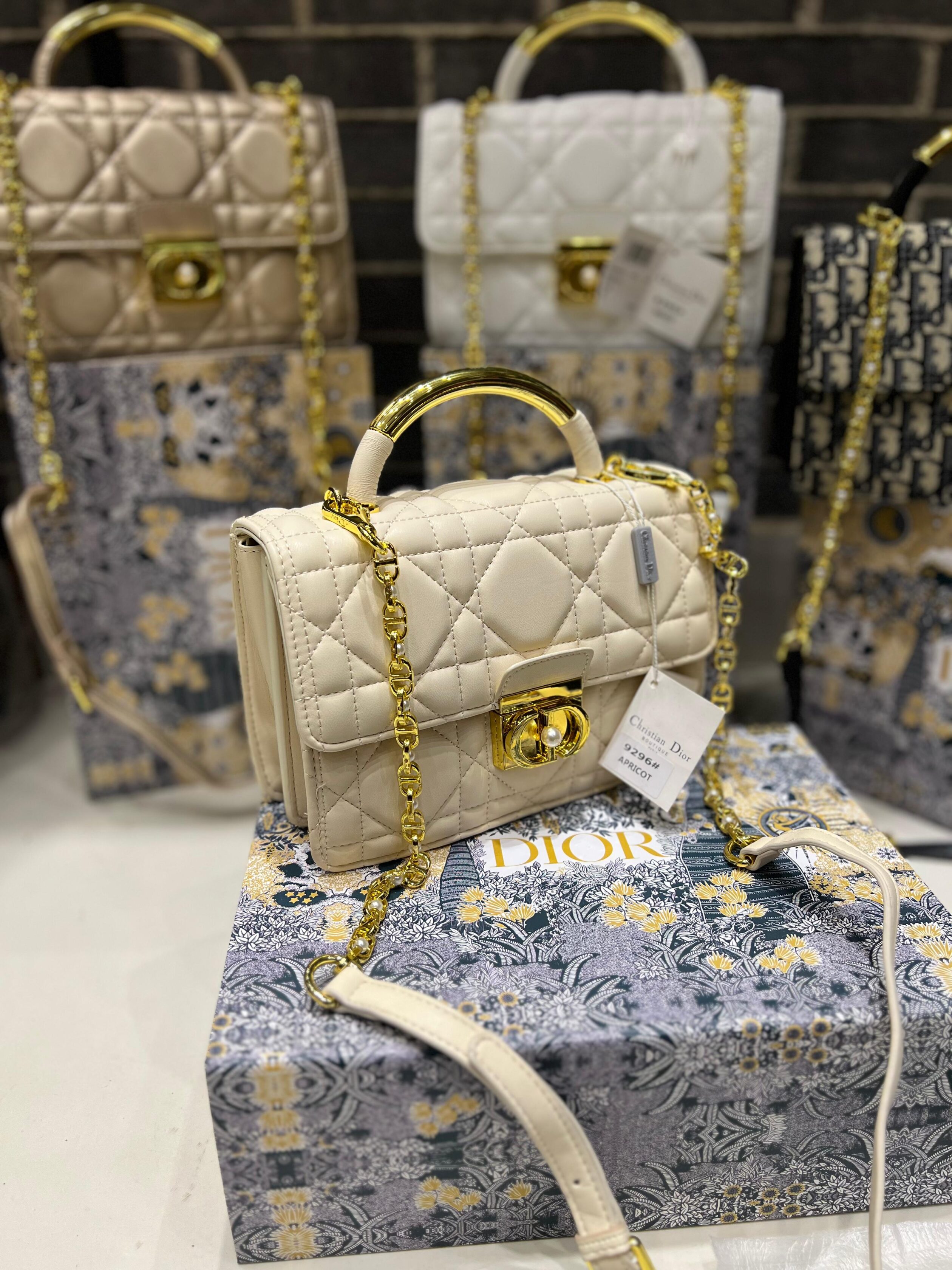 Christian Dior Lady Dior Mini Top-Handle Bag White 1