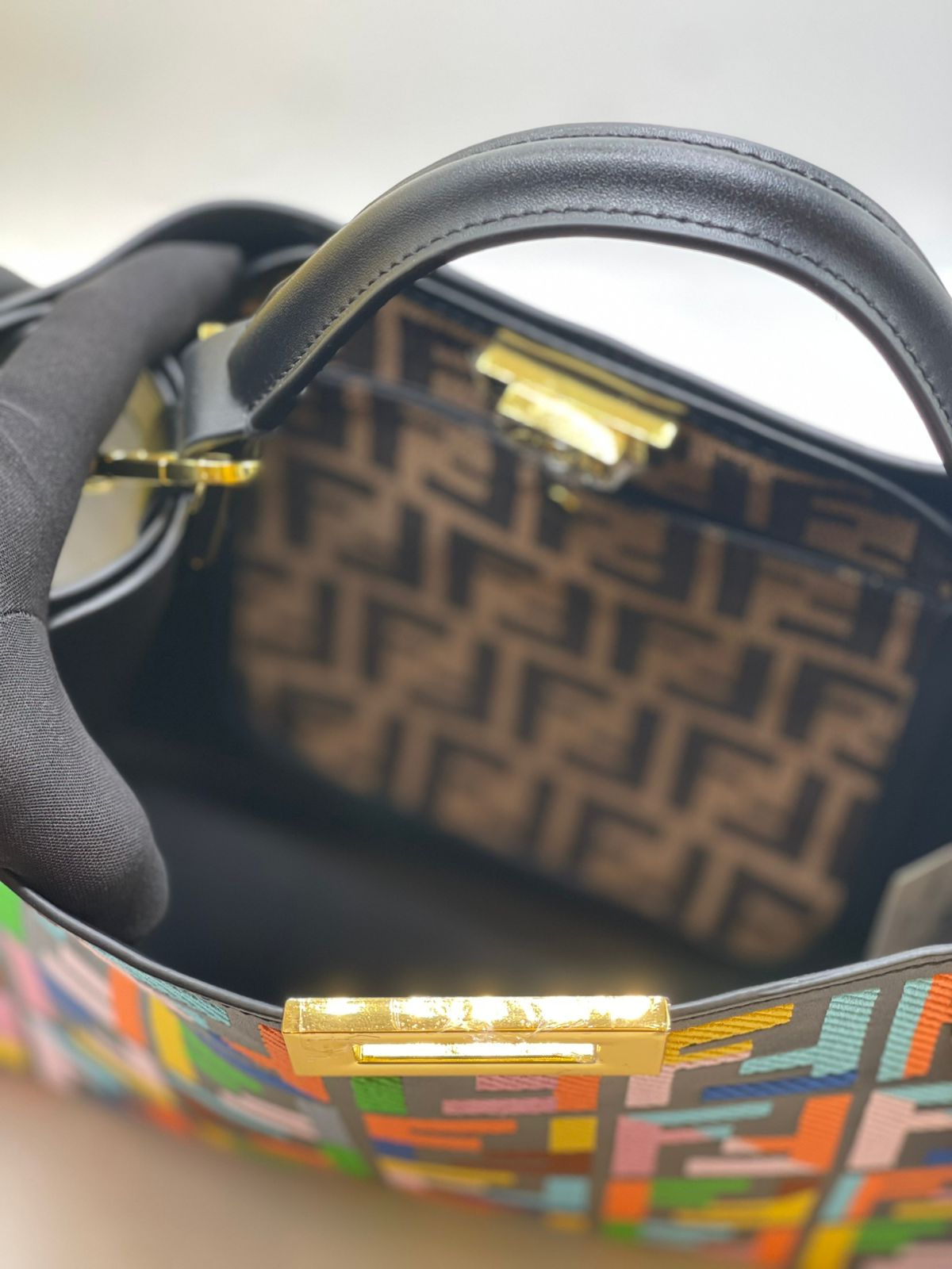 Fendi Peekaboo Multicolor FF Top Handle Bag