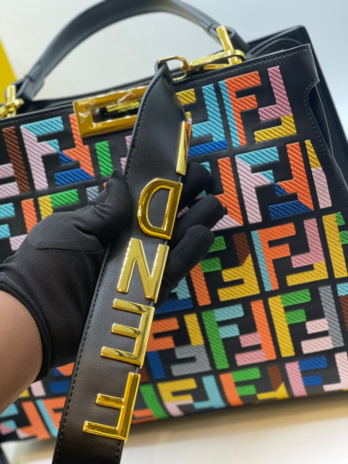 Fendi Peekaboo Multicolor FF Top Handle Bag