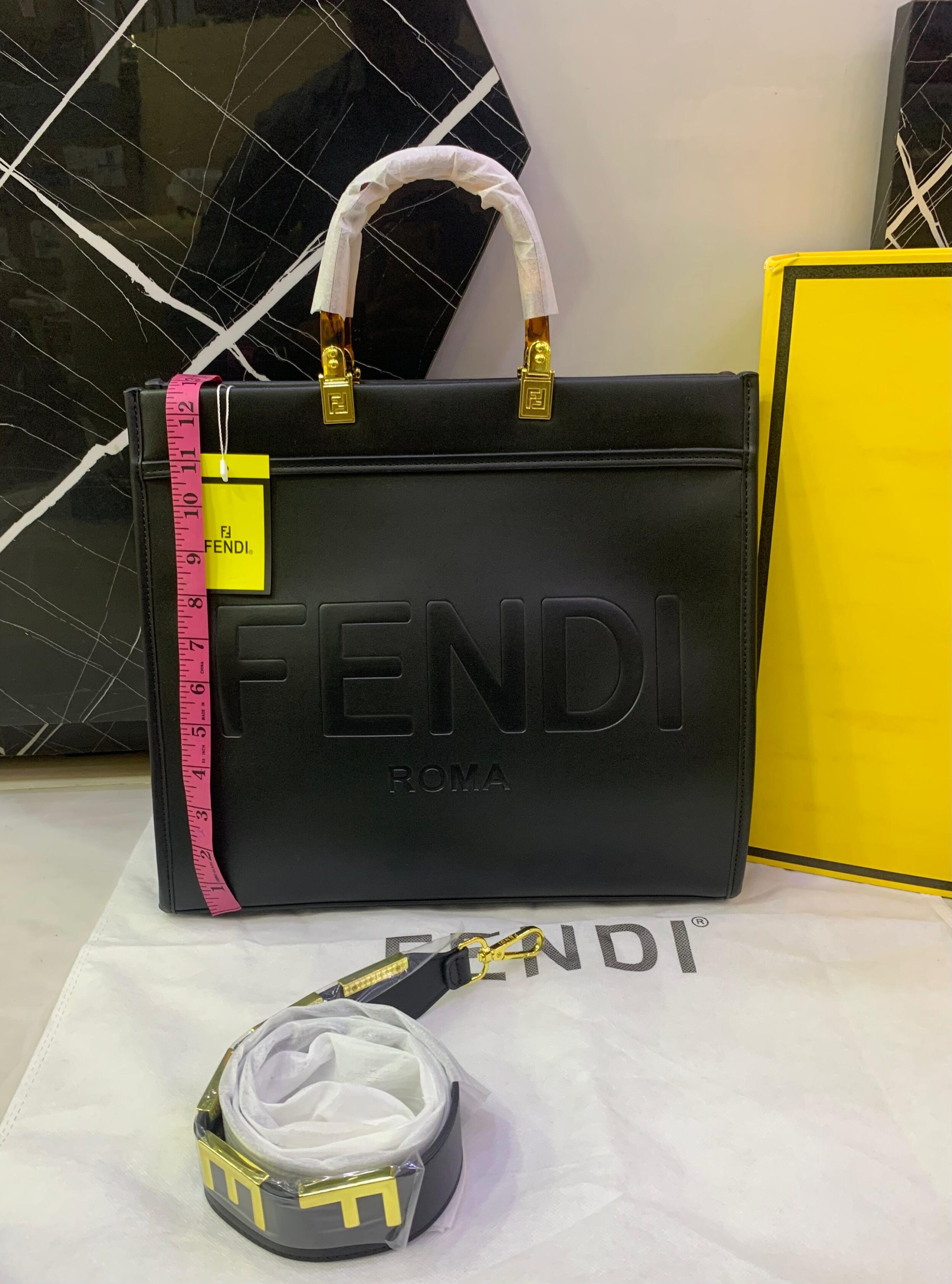 Fendi Roma Embossed Leather Large Tote Bag