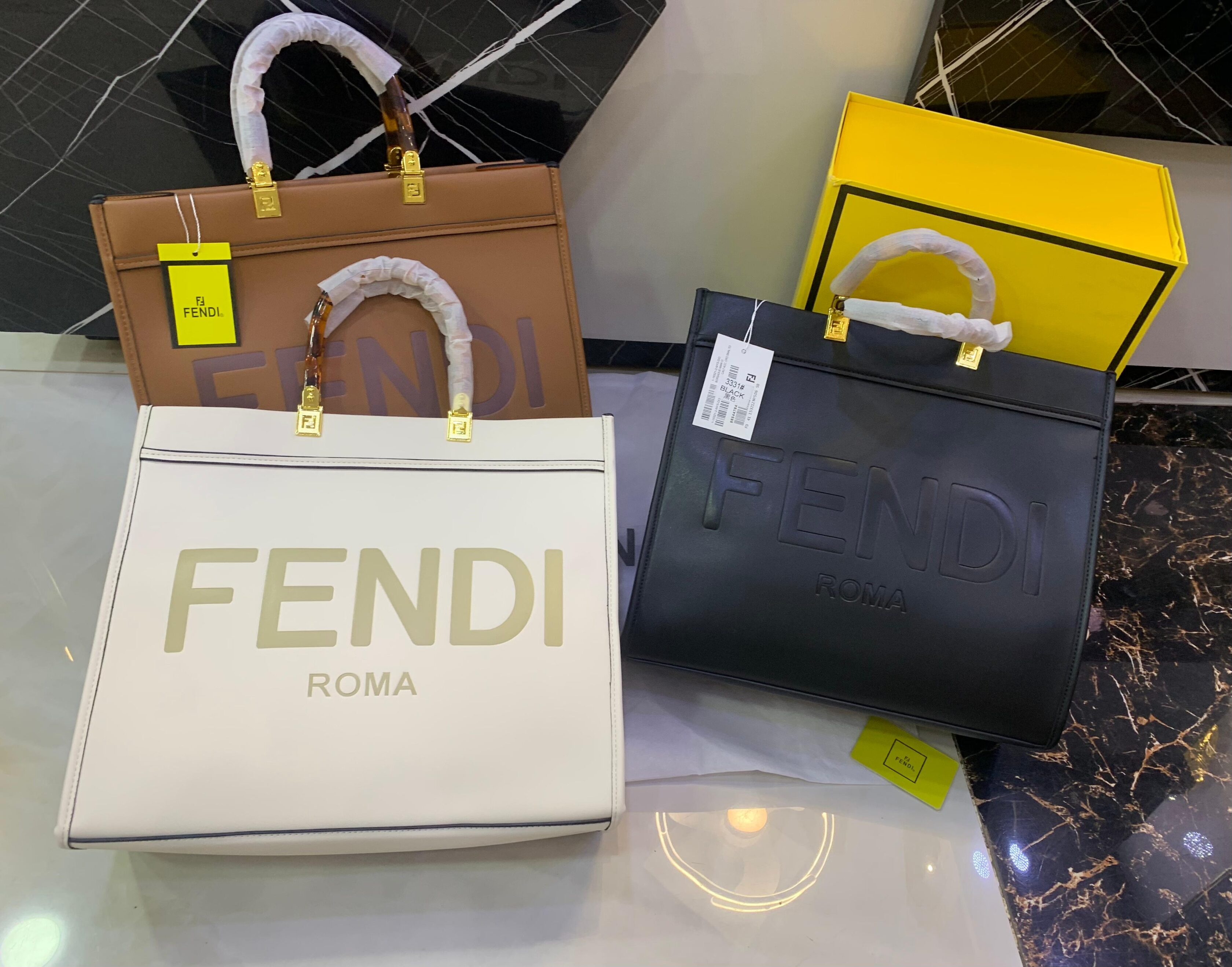 Fendi Roma Embossed Leather Large Tote Bag