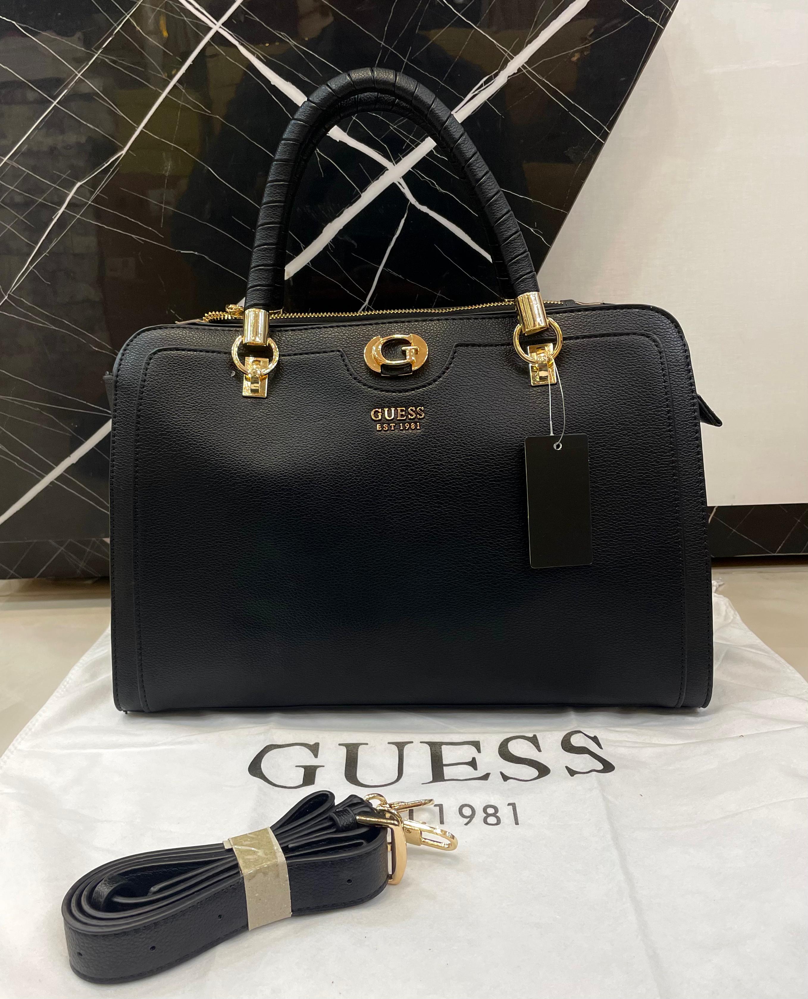 GUESS Monogram Satchel Bag Black 1