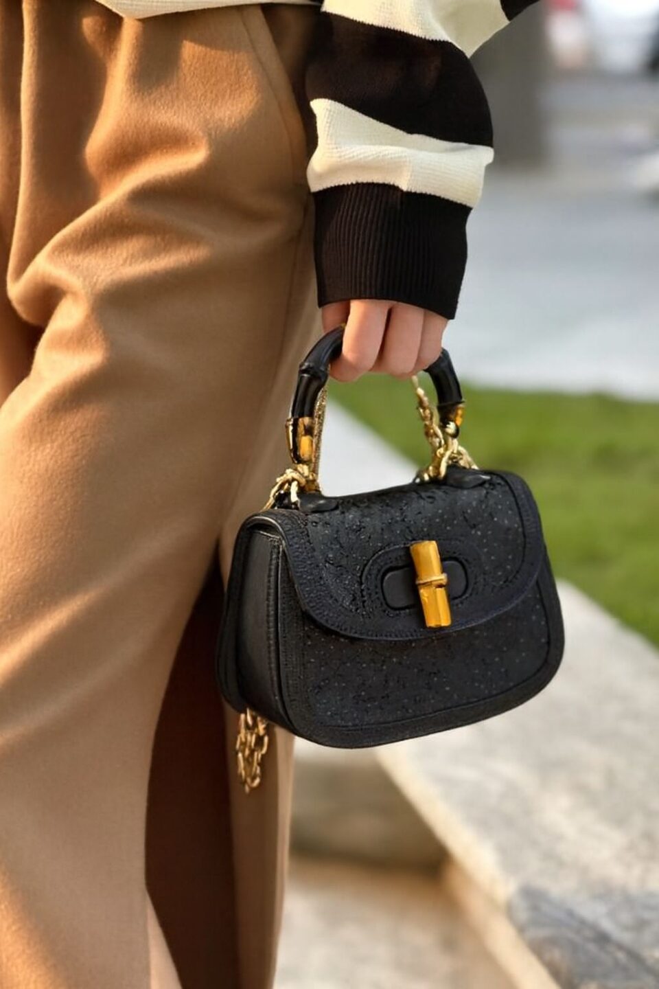 Gucci GG Canvas Bamboo 1947 Mini Top Handle Bag – GG Monogram Crystal Stud