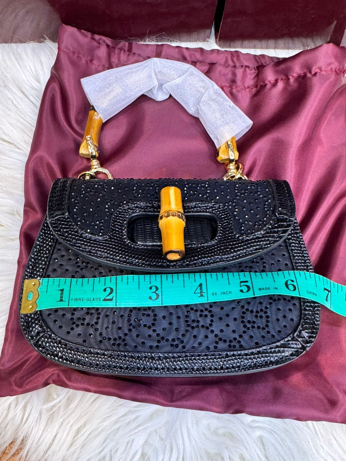 Gucci GG Canvas Bamboo 1947 Mini Top Handle Bag – GG Monogram Crystal Stud