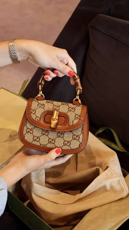 Gucci GG Canvas Bamboo 1947 Mini Top Handle Bag – GG Monogram Crystal Stud