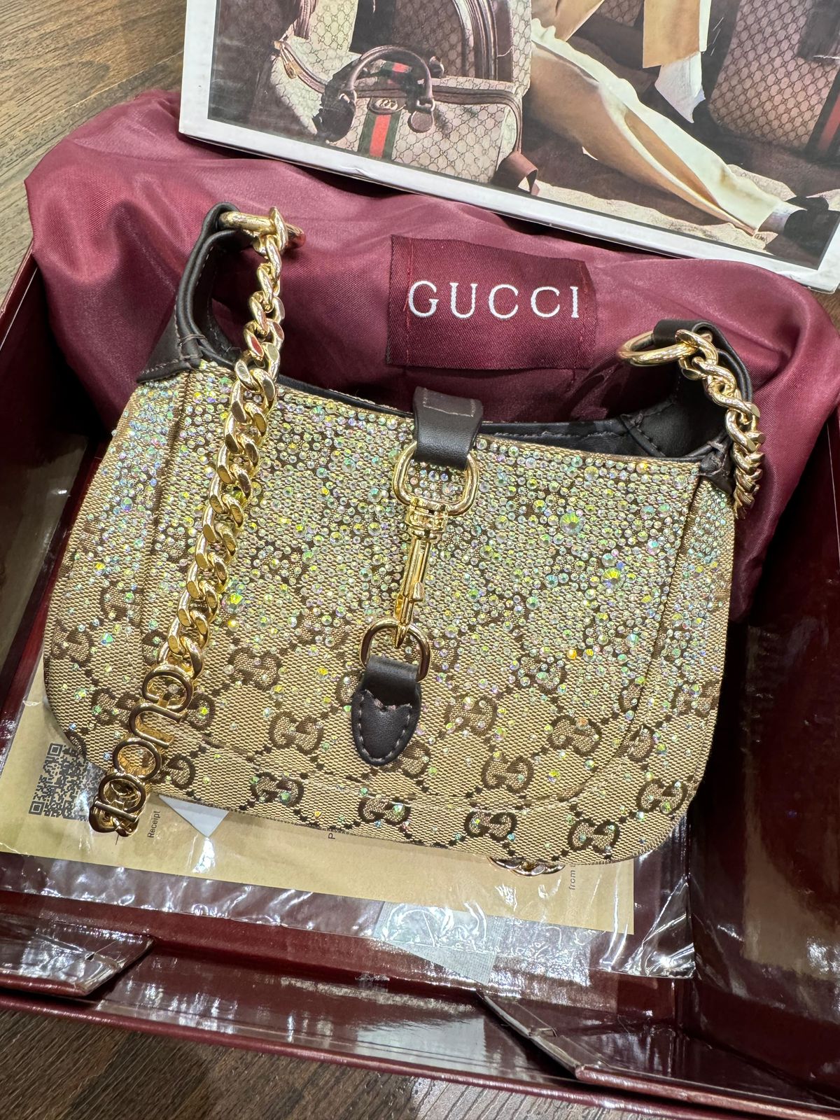 Gucci GG Crystal Jackie Style Shoulder Bag