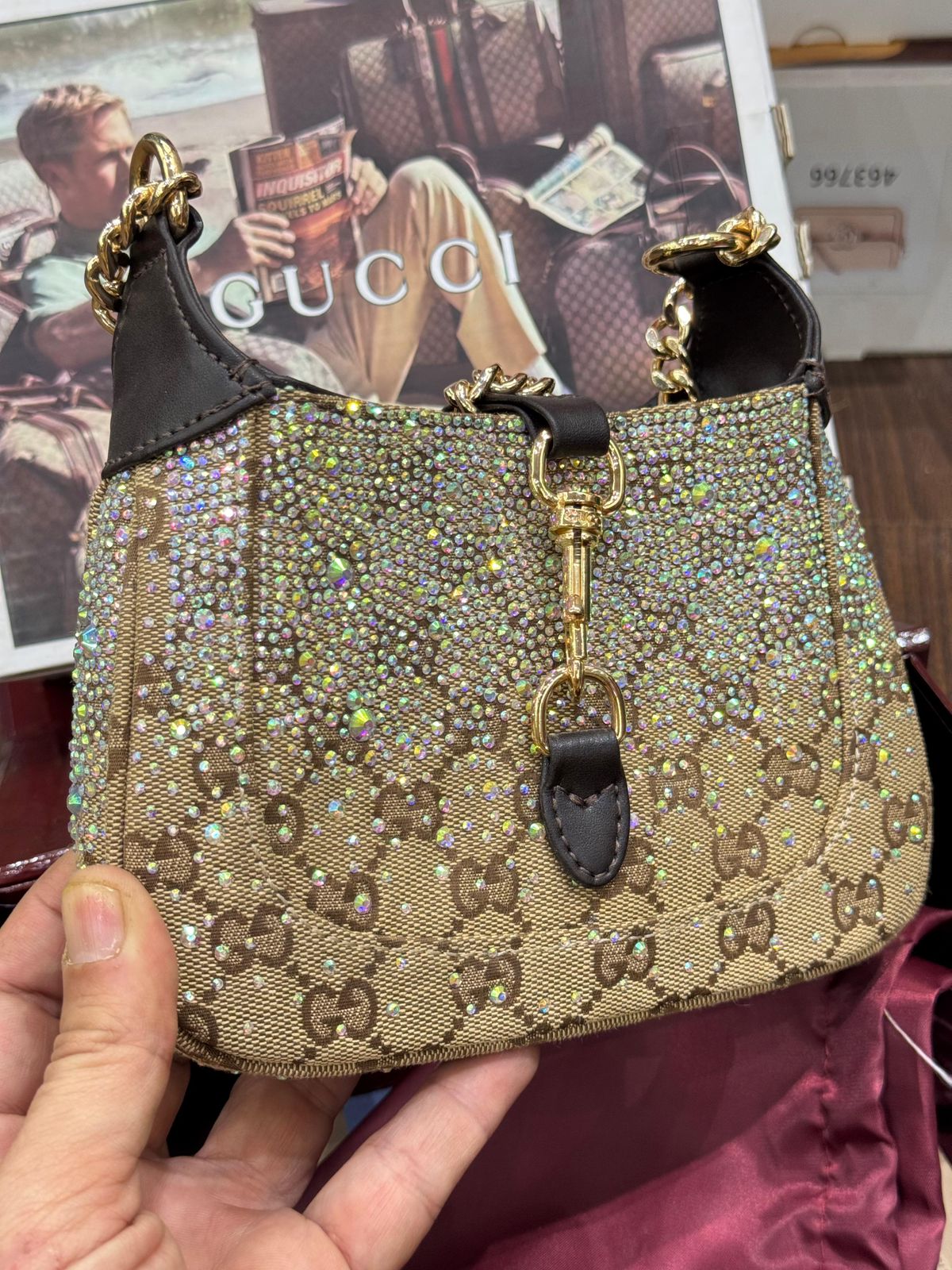 Gucci GG Crystal Jackie Style Shoulder Bag