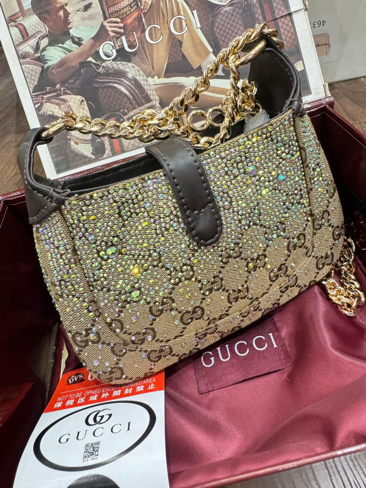 Gucci GG Crystal Jackie Style Shoulder Bag