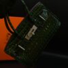 Hermès Style Croc-Embossed Mini Top-Handle Bag Emerald Green 2
