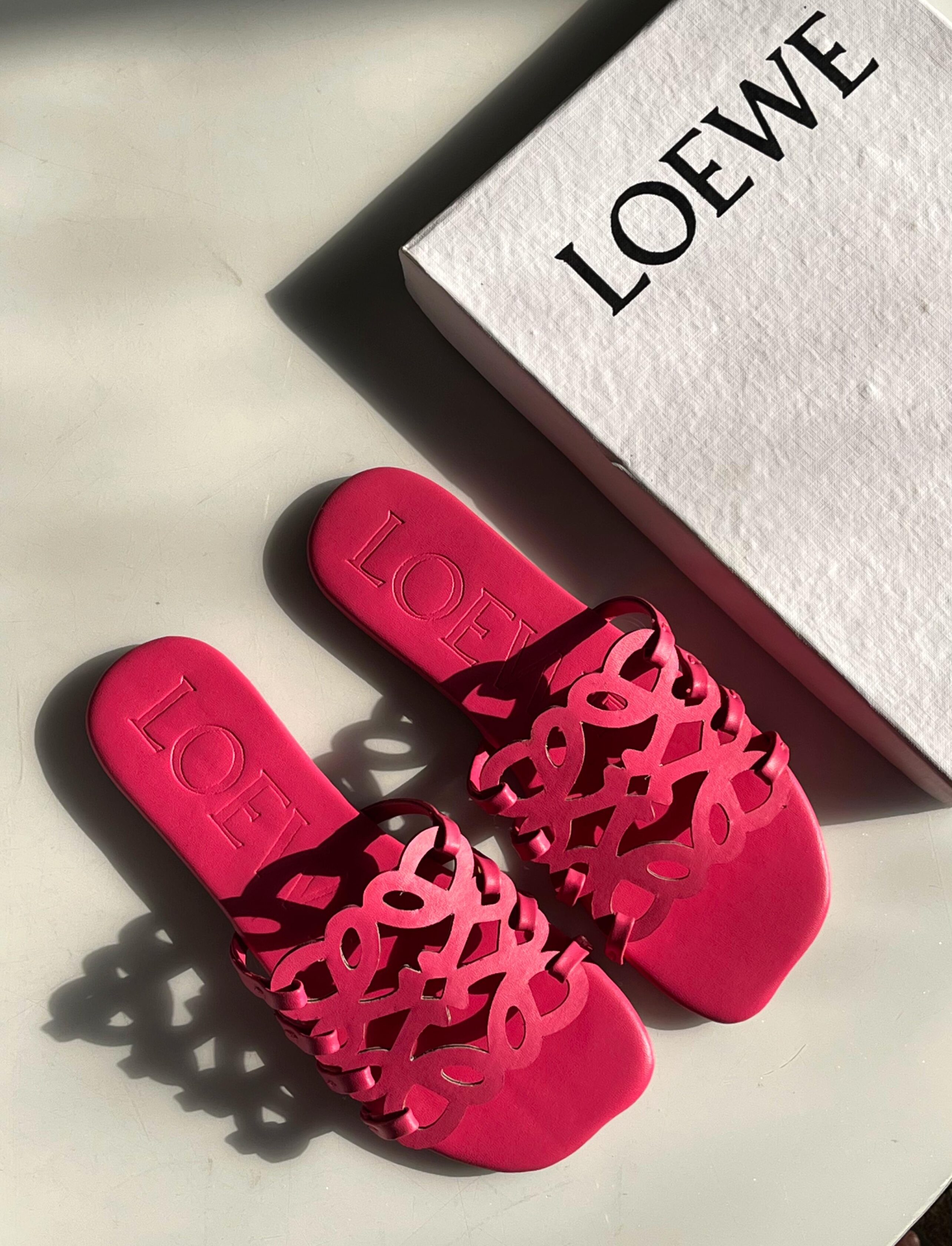LOEWE Anagram Slide Sandals Hot Pink 1