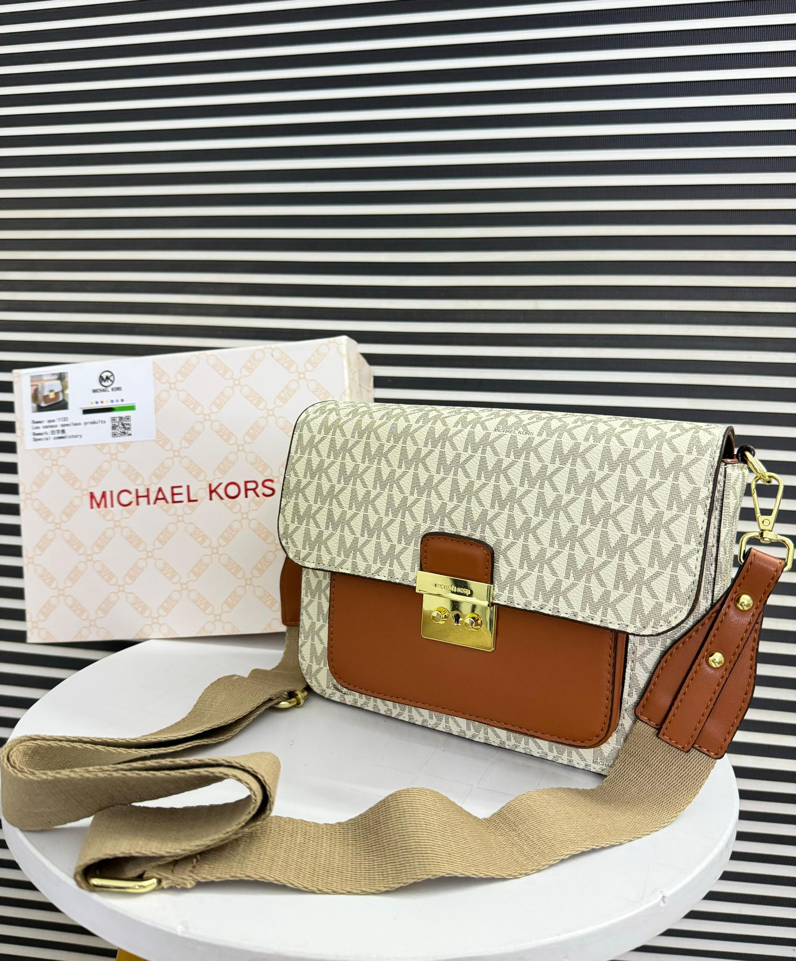 Michael Kors Monogram Canvas Flap Crossbody Bag